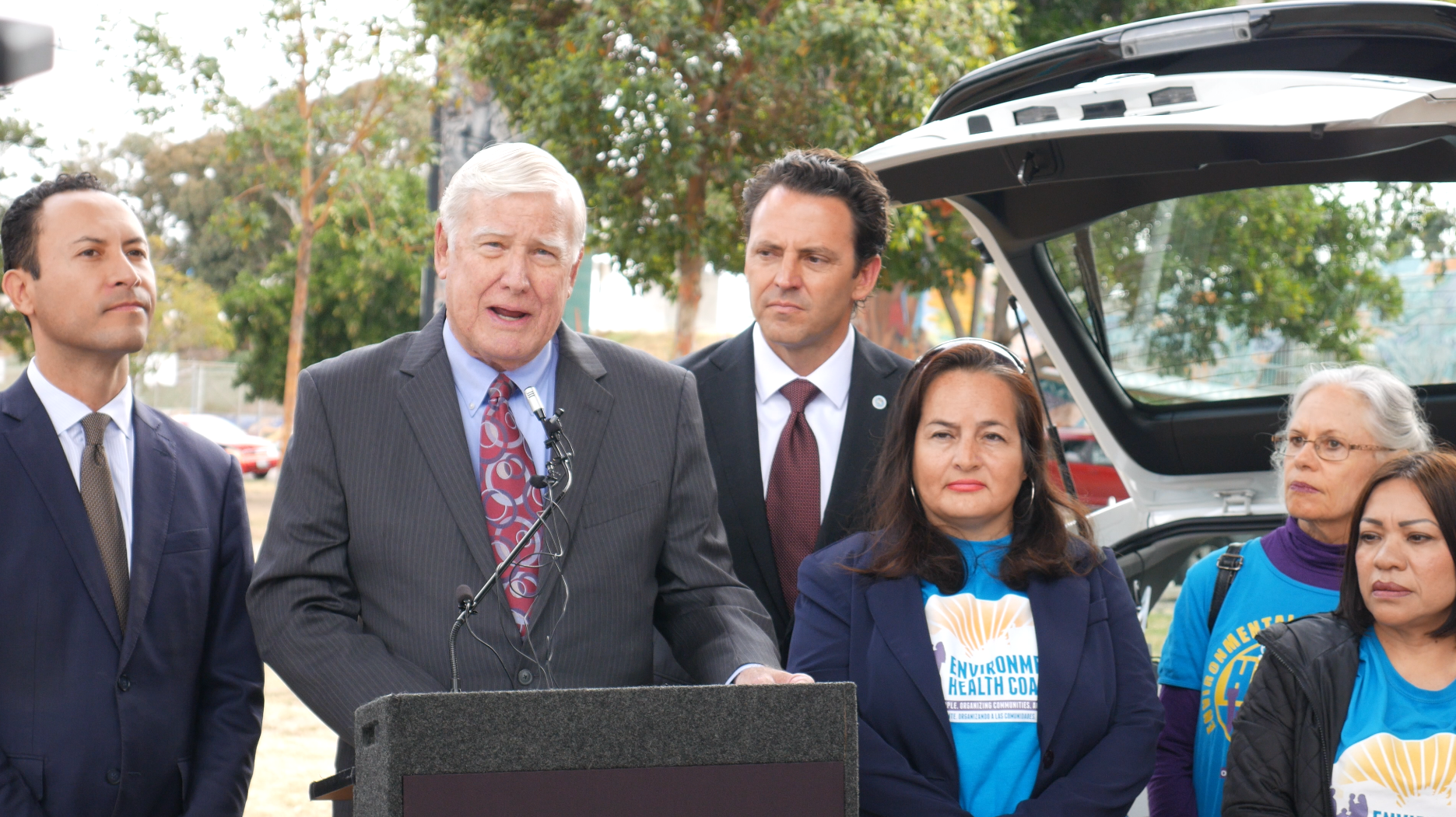 San Diego County Supervisor Greg Cox speaking at the press conference. Source: Aclima