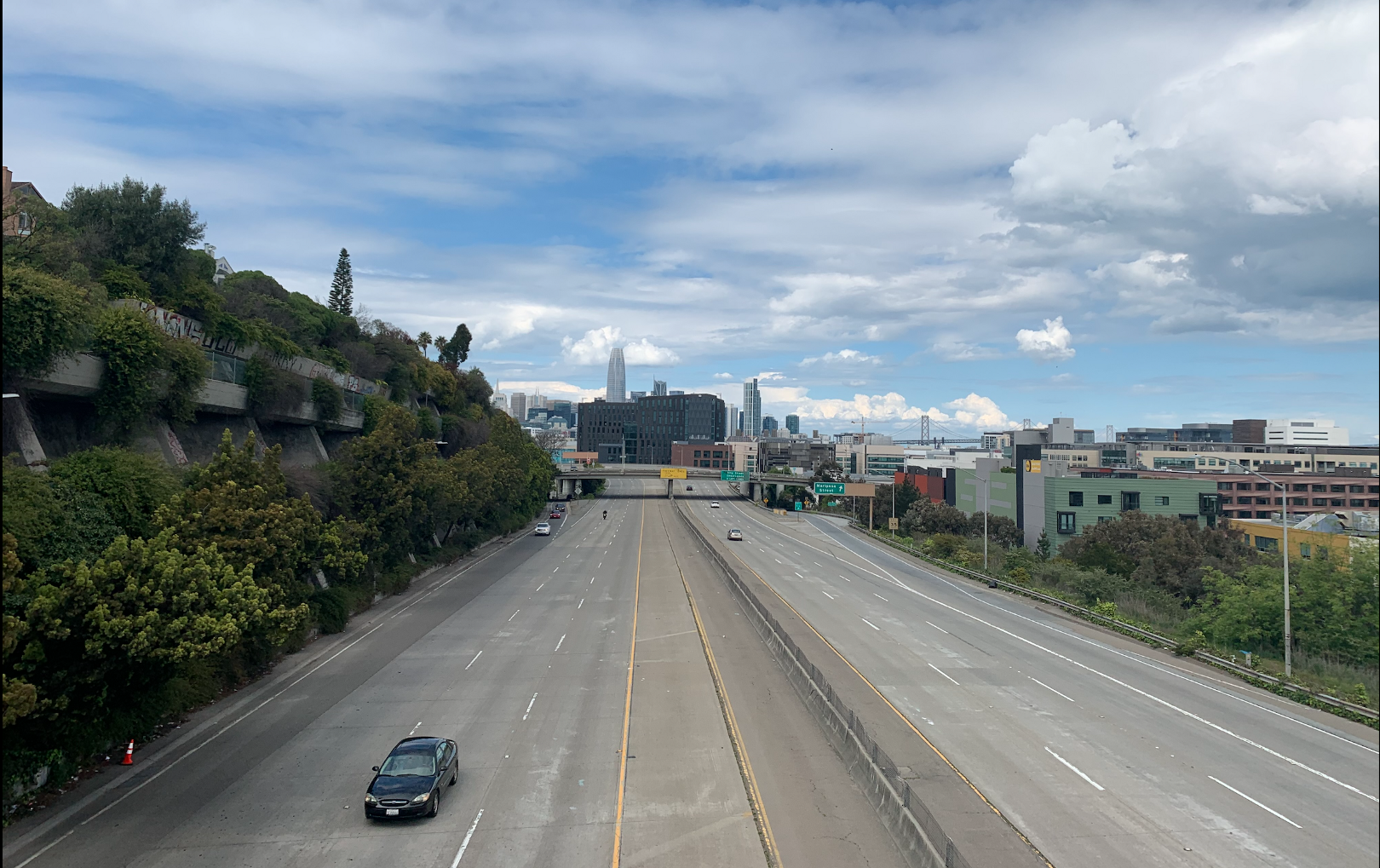 A nearly empty Interstate 280 in San Francisco March 22, 2020.